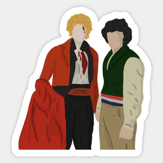 Enjolras and Grantaire dying holding hands Sticker by byebyesally